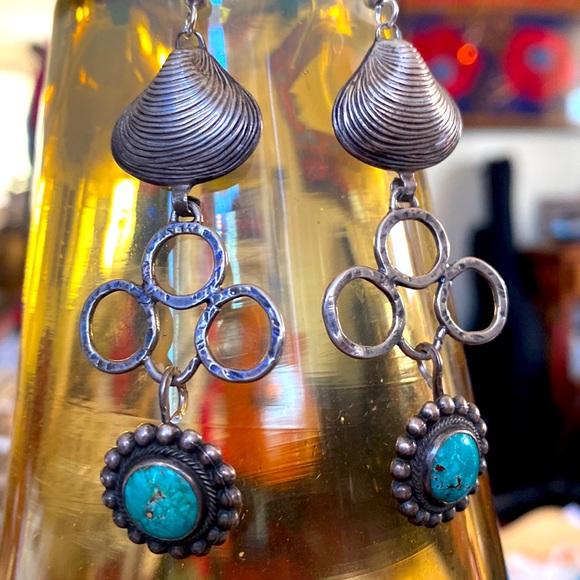 Sterling Turquoise Dangle Earrings - Picture 4 of 6